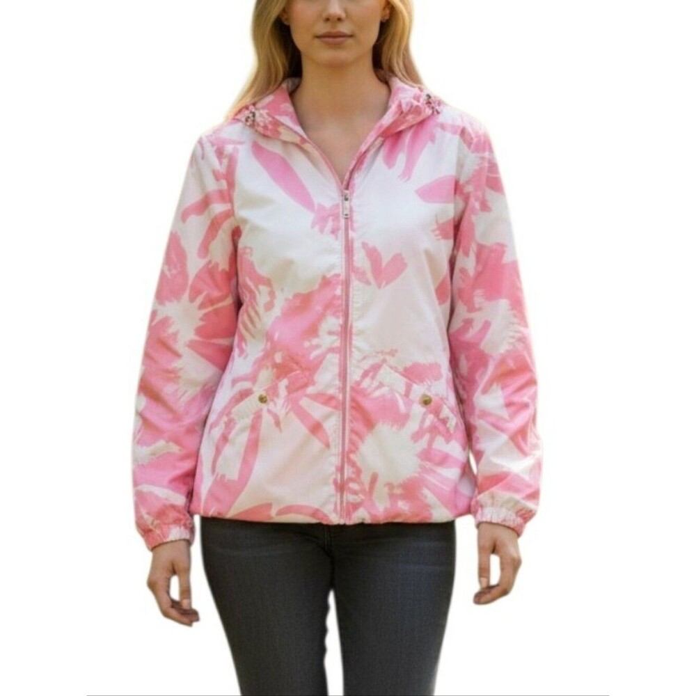 Nicole Miller Pink Floral Metallic Lined Jacket